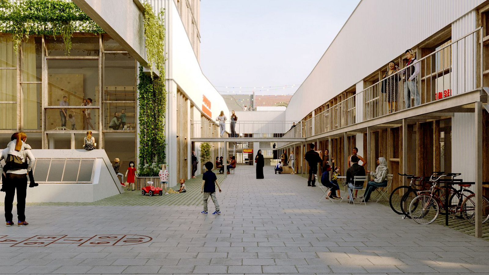 Das Genossenschaftsprojek Vollgut in Berlin, Rendering Werkhof © atelier buba
